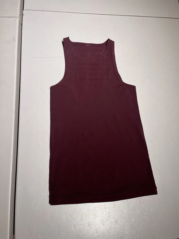 Camiseta sin mangas Lululemon para mujer 4 Reveal color rojo adobe oscuro malla ventilada gimnasio yoga Foto 1 de 4