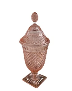 Anchor Hocking MISS AMERICA Pink Depression Glass Candy Jar w/ Lid 11.5" 7999 - Picture 1 of 12