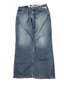 Volcom y2k Mens Relaxed Fit Blue Jeans Size 34x30 Faded Embroidered - Picture 1 of 5