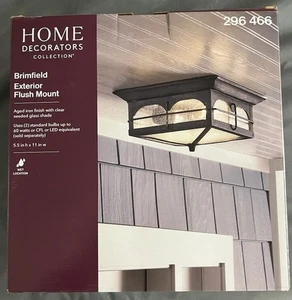 Brimfield 11 in. Aged Iron Weather Resistant Outdoor Ceiling Light Flush Mount 2 - Picture 1 of 7