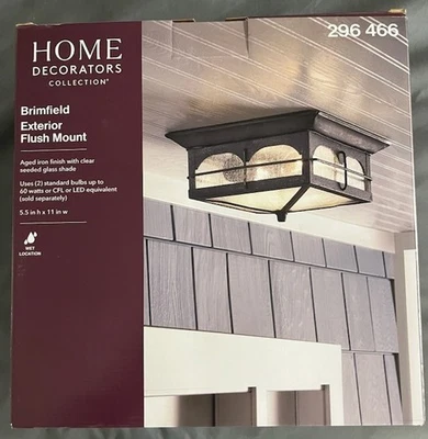 Brimfield 11 in. Aged Iron Weather Resistant Outdoor Ceiling Light Flush Mount 2 - Image 1 of 4