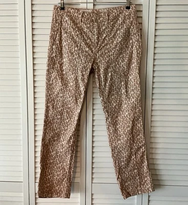 Anthropologie the Wanderer Women Sz 29 Leopard Print Utility Pants Cotton Linen - Image 1 of 4