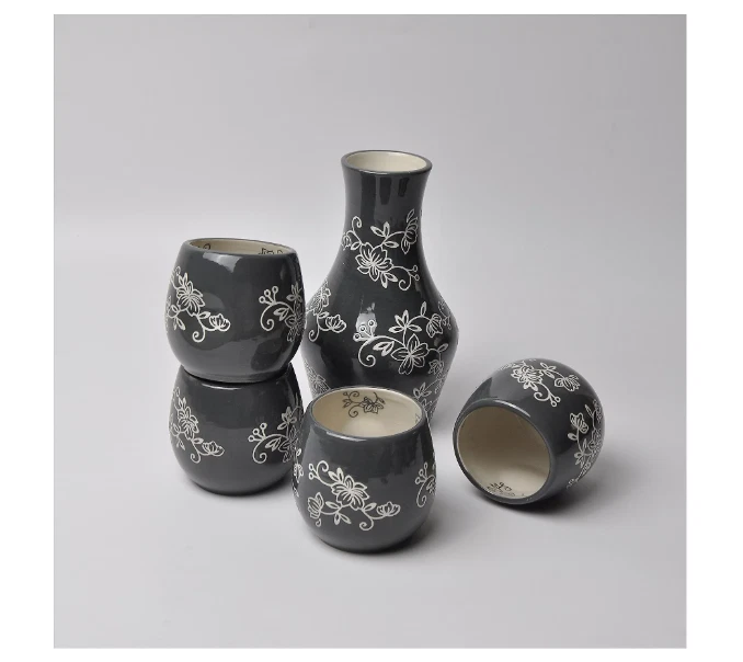 Juego de 4 tazas de café y jarra de encaje floral Temp-tations - gris Foto 1 de 1