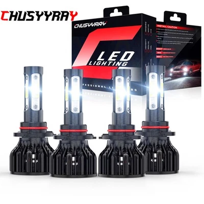 9005 9006 Kit de Luces LED Coche Combo Bombillas HAGA ALTA BAJA Super Blanco Brillante Paquete de 4 Foto 1 de 4