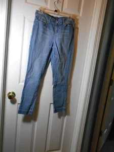 Damen Cache dehnbare helle Waschung blaue Jeans mit Schnurrhaaren 8" Leibhöhe schmales Bein Größe 2 - Bild 1 von 6