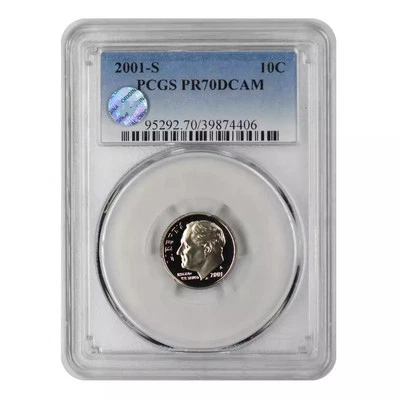 2001-S Roosevelt Dime PCGS PR70DCAM Sight White - Image 1 of 2