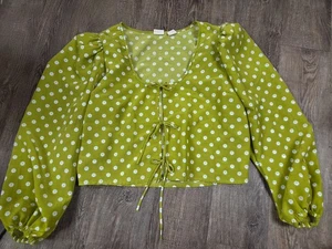LEVIS Green Embry Tie Bauern Top Bluse Blumen Floral Damen Gr. XL - Bild 1 von 6
