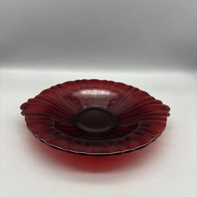 Old Cafe Royal Ruby Round Mint Tray Anchor Hocking Ridges Depression Glass - Image 1 of 4