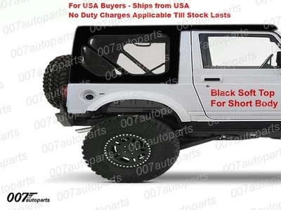 Best Replacement Soft Top Denim For Suzuki Samurai 1987-94   Black Clear Windows - Image 1 of 2