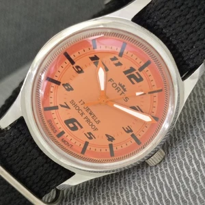 VINTAGE FORTIS HAND-WINDING SWISS MENS REFURBISHED ORANGE DIAL WATCH a1638-A - Picture 1 of 9