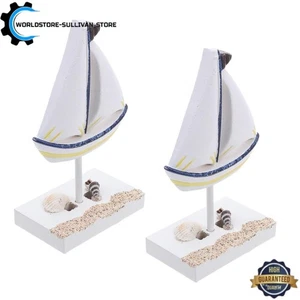 2 Pcs Mini Boat Model Decoration Sailboat Coastal Nautical Accents - Picture 1 of 10