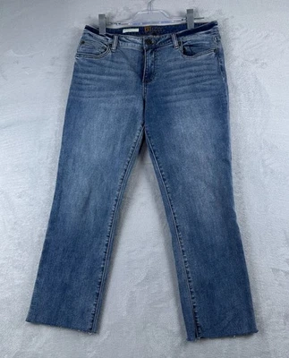 Kut from the Kloth Katy Boyfriend Jeans Womens Size W32 Medium Wash Raw Hem Blue - Image 1 of 4