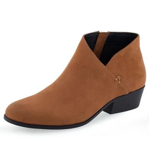 Aerosoles Women’s Faux Leather Asymmetric Ankle Boot Tan Faux Suede Size 5.5M - Picture 1 of 15