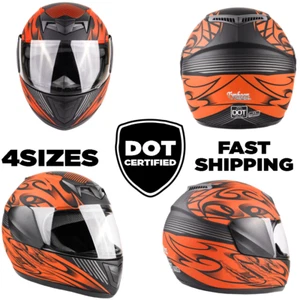 New Matte Orange Kids Motorcycle Helmet Youth Full Face Small Medium Large XL - Bild 1 von 9