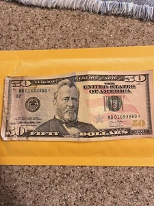 ⭐️STAR NOTE⭐ 2013 $50 Fifty Dollar Bill RARE! Serial Number MB01693980 - Picture 1 of 2