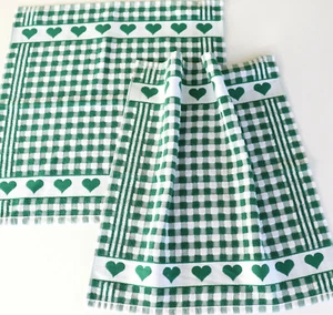 2 toallas corazones rizo cocina amor comida cocina borde verde - Imagen 1 de 4
