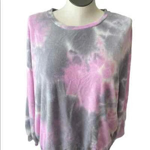 Melloday Sweatshirt Batik grau rosa Ärmel 3X - Bild 1 von 5