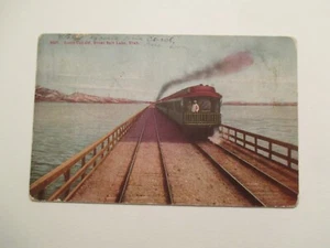 Salt Lake City utah Postcard Lucin Cut off Railroad Train 1917 UT - Picture 1 of 2