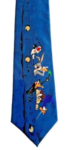 Corbata Looney Tunes nueva en manga vintage nueva sin etiquetas 1995 todos los personajes - Imagen 1 de 5
