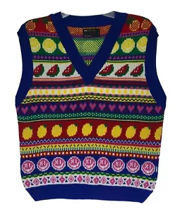 ASOS Design Gilet Maglione Da Uomo Taglia L Maglia Serbatoio Novità Design Frutta Multicolore - Foto 1 di 13