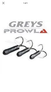 NEW Greys Prowla Trebles Sleeves  Size2 In Black Treble Hook Shank Pike Predator - Picture 1 of 4
