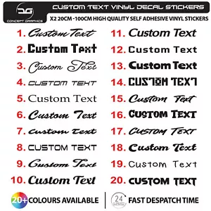 2 kundenspezifische Text personalisierter Name Vinyl Schriftzug Aufkleber Aufkleber Druck Auto Van Shop - Bild 1 von 7