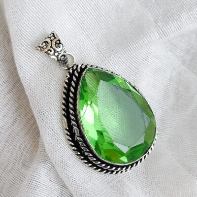 Wonderfull Peridot Topaz Gemstone 925 Sterling Silver Handmade Pendant S-36 - Image 1 of 4