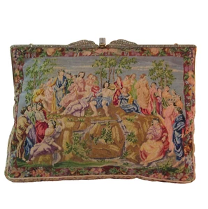 Cartera antigua vintage Petit Point Scenic Delill - Imagen 1 de 12