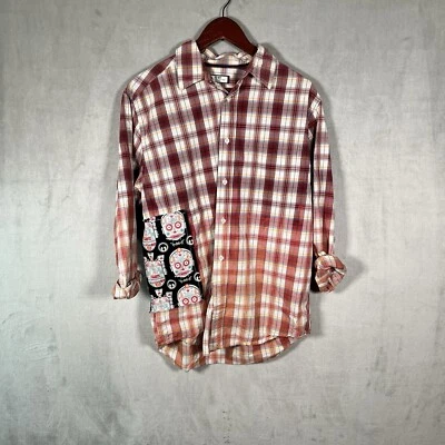 Женская отбеленная вручную лоскутная клетчатая фланелевая рубашка фермерский дом фестиваль осень - Изображение 1 из 4