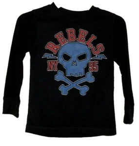 New Boys Joe Boxer Black Skull Rebels 95 Long Sleeve Extra Small T Shirt XS 4/5 - Picture 1 of 2