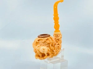 S.YANIK MEERSCHAUM PIPE FULLBENT A wild BISON running in the field spc case - Picture 1 of 18