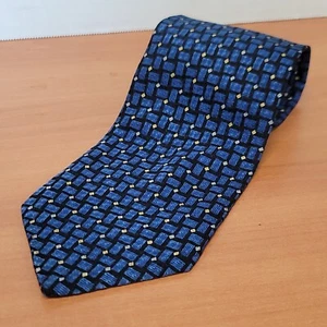 DANIEL DE FASSON STUDIO MIAMI HERRENKRAWATTE SEIDENKRAWATTE BLAU GEOMETRISCH 57" 3,75" - Bild 1 von 3