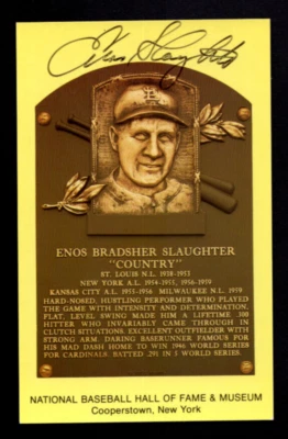 Enos Slaughter SIGNED Auto MLB Baseball Hall Of Fame Plaque Postcard - Image 1 of 3