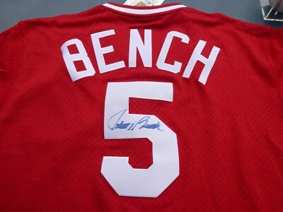 Johnny Bench Autograph Signed Jersey Authentic Cincinnati Reds Mitchell Ness - Image 1 of 4