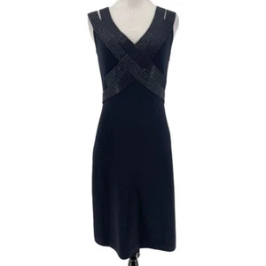 St. John Evening Women's Navy Sequin Knit Sleeveless Sheath Dress Size 2 - Picture 1 of 5