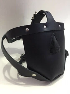 ARNÉS DE CABEZA DE BLOQUEO DE BOZAL FACIAL ACOLCHADO BONDAGE DE CUERO GENUINO  - Imagen 1 de 7