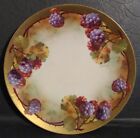 8.5" FRUIT PLATE Hand painted By B. Cary BLACKBERRIES Iridescent & Gold Gorgeous