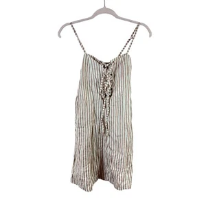 FAITHFULL THE BRAND womens size 4 dusty rose striped lace up mini dress - Picture 1 of 4