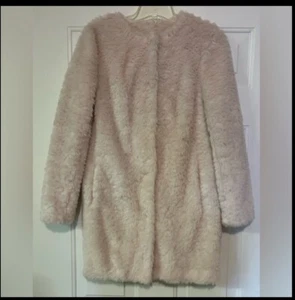 TOPSHOP Cream Lined Faux Fur Coat With Pockets- Size 2- STUNNING New With Tags - Picture 1 of 15