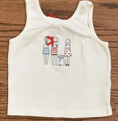 Camiseta sin mangas Janie & Jack Afternoon By The Sea niñas perro talla 3-6 m detalle de lazo rojo Foto 1 de 4