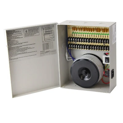 InstallerCCTV 18 Channel 20A 24V AC Distributed Power Supply Box for CCTV Camera