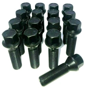 20 X M12 X 1,5 40 MM GEWINDE SCHWARZ 60 GRAD KONISCH LEICHTMETALL RADSCHRAUBEN RADMUTTERN - Bild 1 von 1