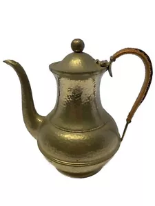 Vintage/Antique Unity Pewter Coffee Pot Bamboo Strapped Side Handle No 12426 - Picture 1 of 10