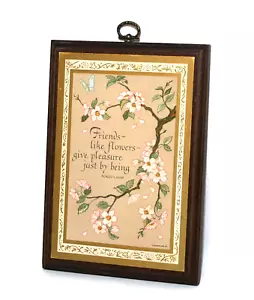 Vintage Punze Wandrelief Holz Freunde wie Blumen - Bild 1 von 6