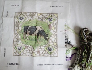 Ehrman Tapestry Needlepoint Kit - Pansy The Cow By Kaffe Fassett started - Picture 1 of 7