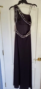 Hailey Logan Adrianna Papell Formal Beaded Gown 7/8 One Shoulder Open Back NWT - Picture 1 of 21