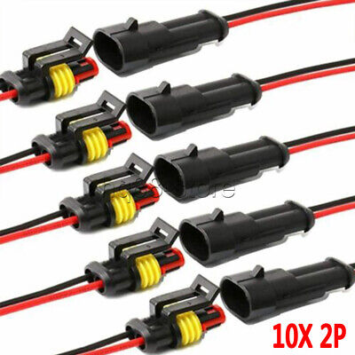 10Kit 12V 2Pin Cable Wire Connector Plug Waterproof Sealed For Electrical Car • 5.49£