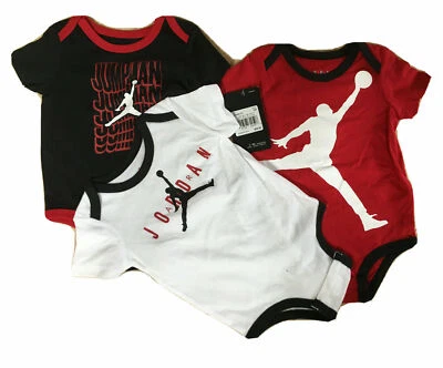 NIKE AIR JORDAN Baby Boy 3-5 Piece Bodysuit Sets,Short & Long Sleeve; Szs 3M-24M - Image 1 of 3