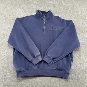 VINTAGE Gap Felpa Uomo L Blu Navy Pullover 1/4 Zip Cotone Sbiadito Sole Anni 90 - Foto 1 di 9