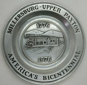 VINTAGE WILTON PEWTER COLUMBIA PEWTER 6" COMMEMORATIVE PLATE MILLERSBURG - Picture 1 of 2